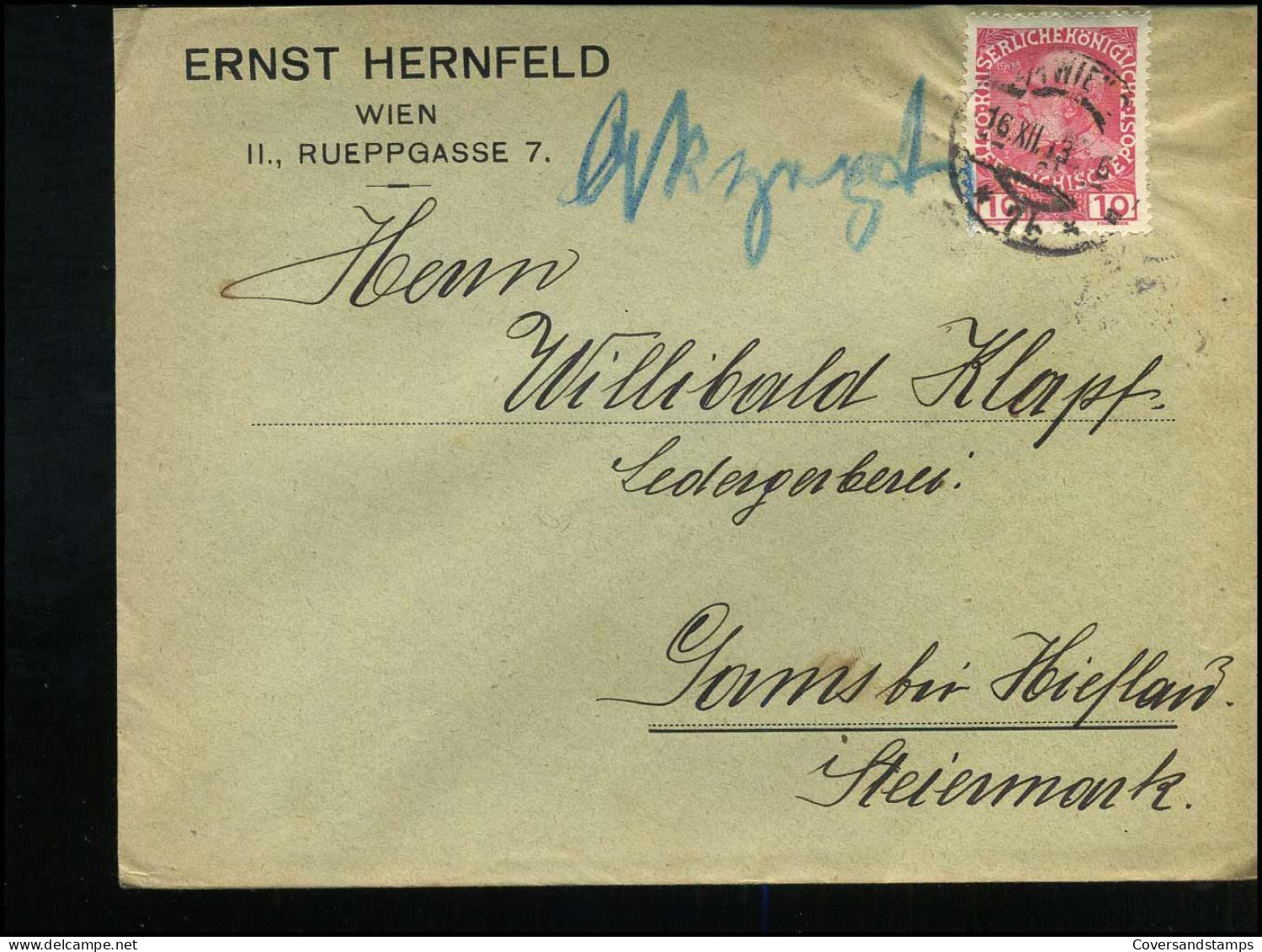 Cover To Gams - "Ernst Hernfeld, Wien" - Lettres & Documents