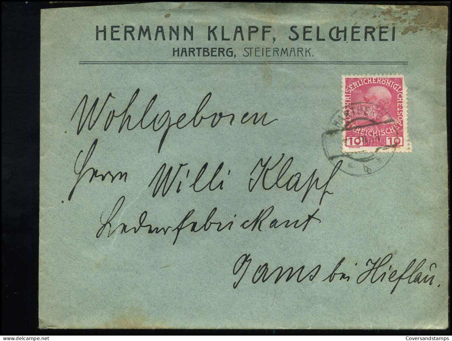 Cover To Gams - "Hermann Klapf, Selcherei, Hartberg, Steiermark" - Covers & Documents
