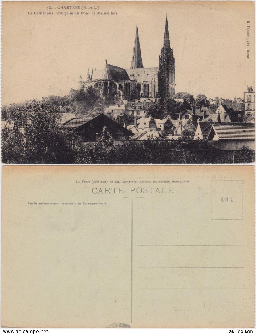 Chartres La Cathédrale, Vue  Du Pont De Mainvillers Chartres Eure-et-Loir 1913 - Chartres