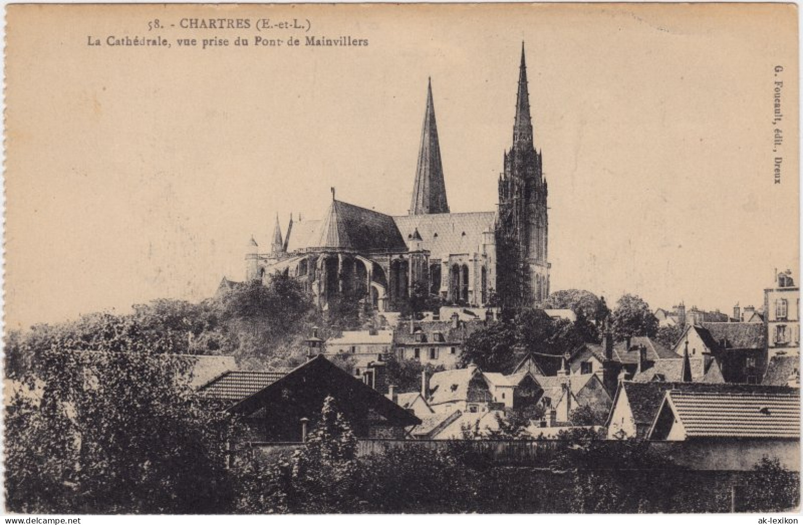 Chartres La Cathédrale, Vue  Du Pont De Mainvillers Chartres Eure-et-Loir 1913 - Chartres