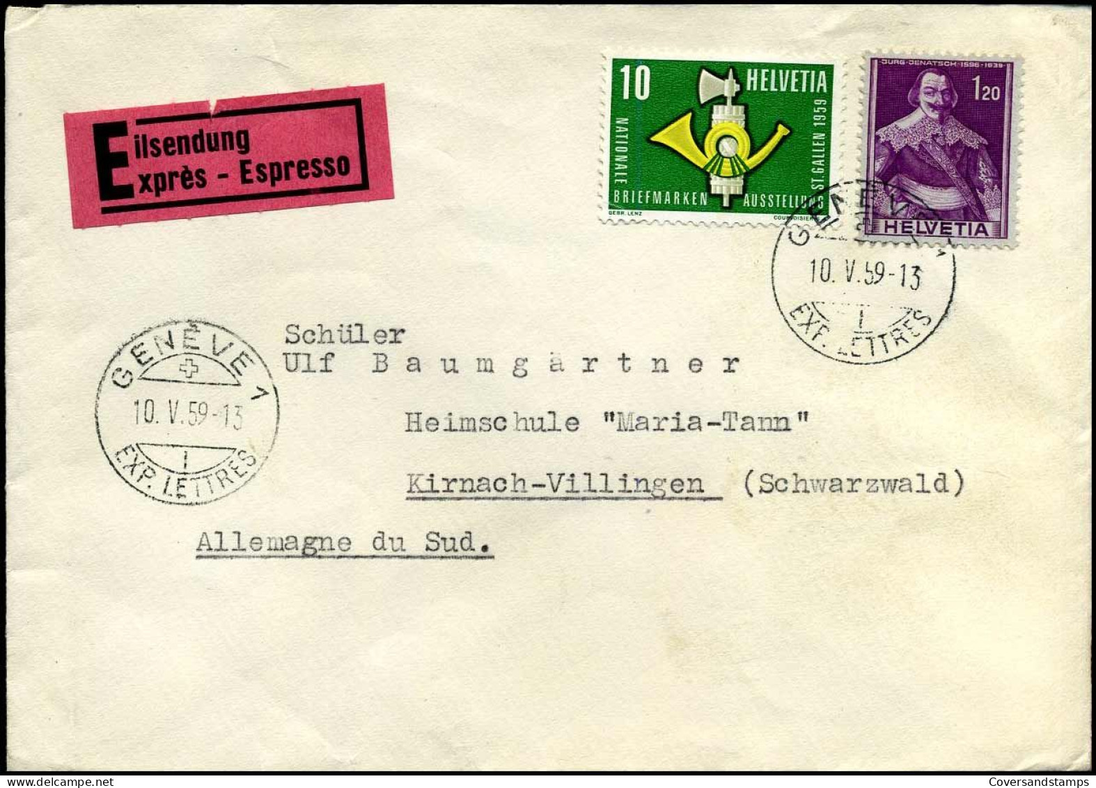 Express Cover To Kirnach-Villingen, Germany - Covers & Documents