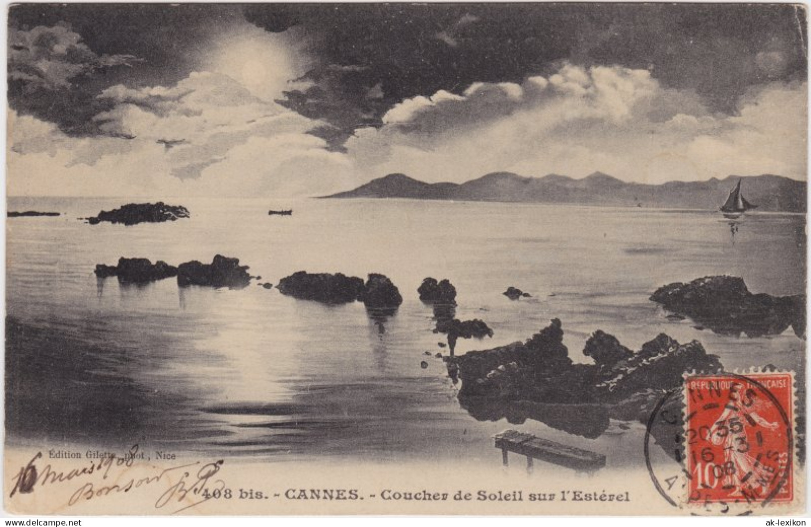 CPA Cannes Coucher De Soleil Sur L'Estevel 1908 Luna - Cannes