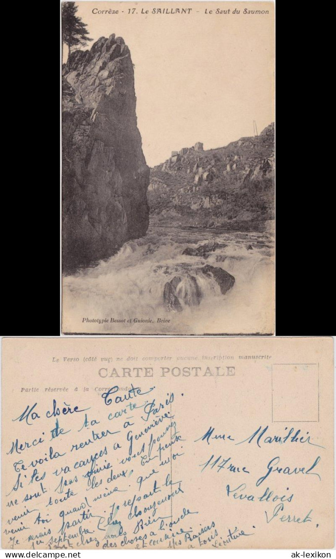 Le Saillant Le Saut Du Saumon  Ansichtskarte CPA Corrèze 1919 - Autres & Non Classés