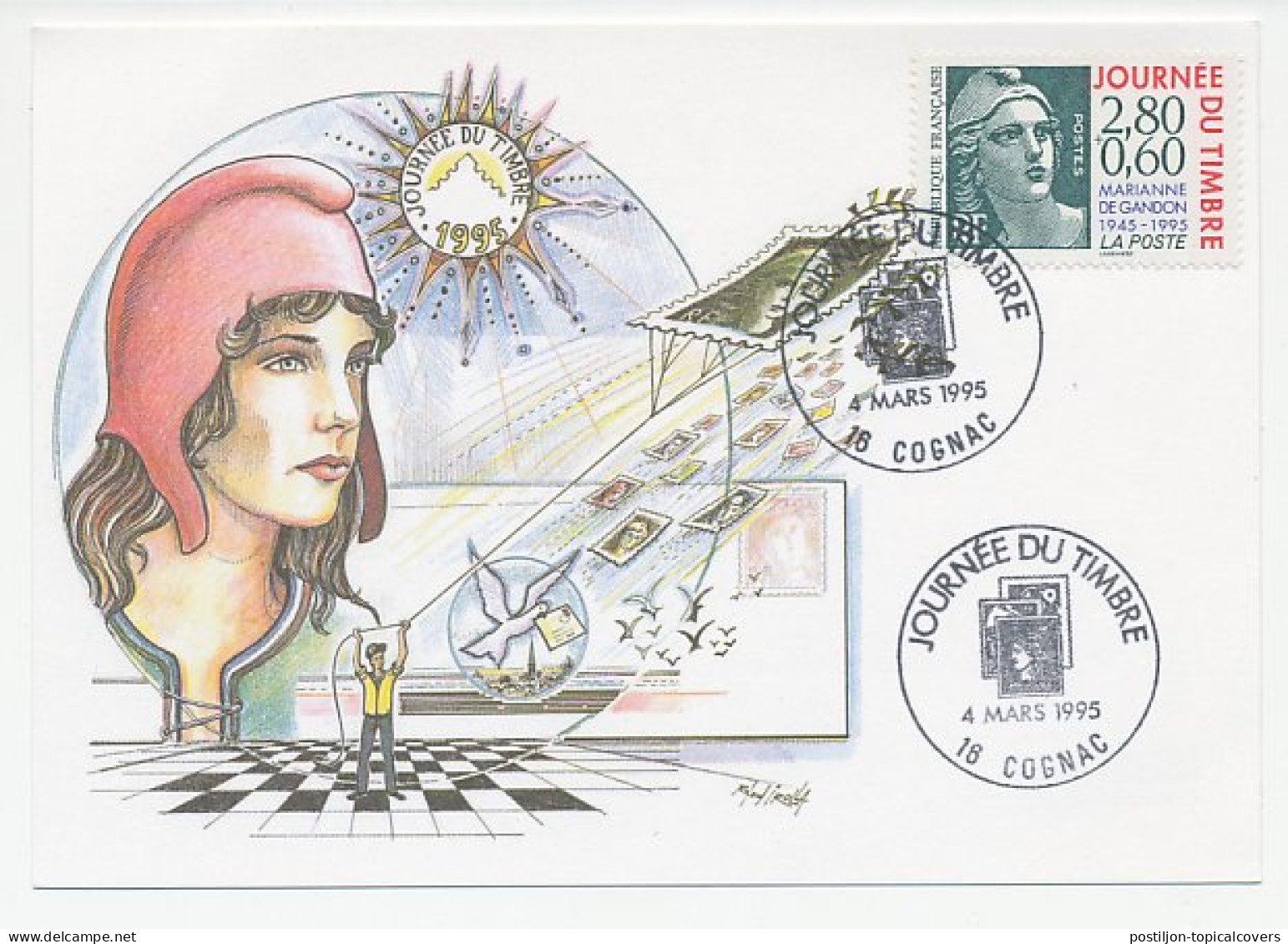 Card / Postmark France 1995 Stamp Day - Cognac - Andere & Zonder Classificatie