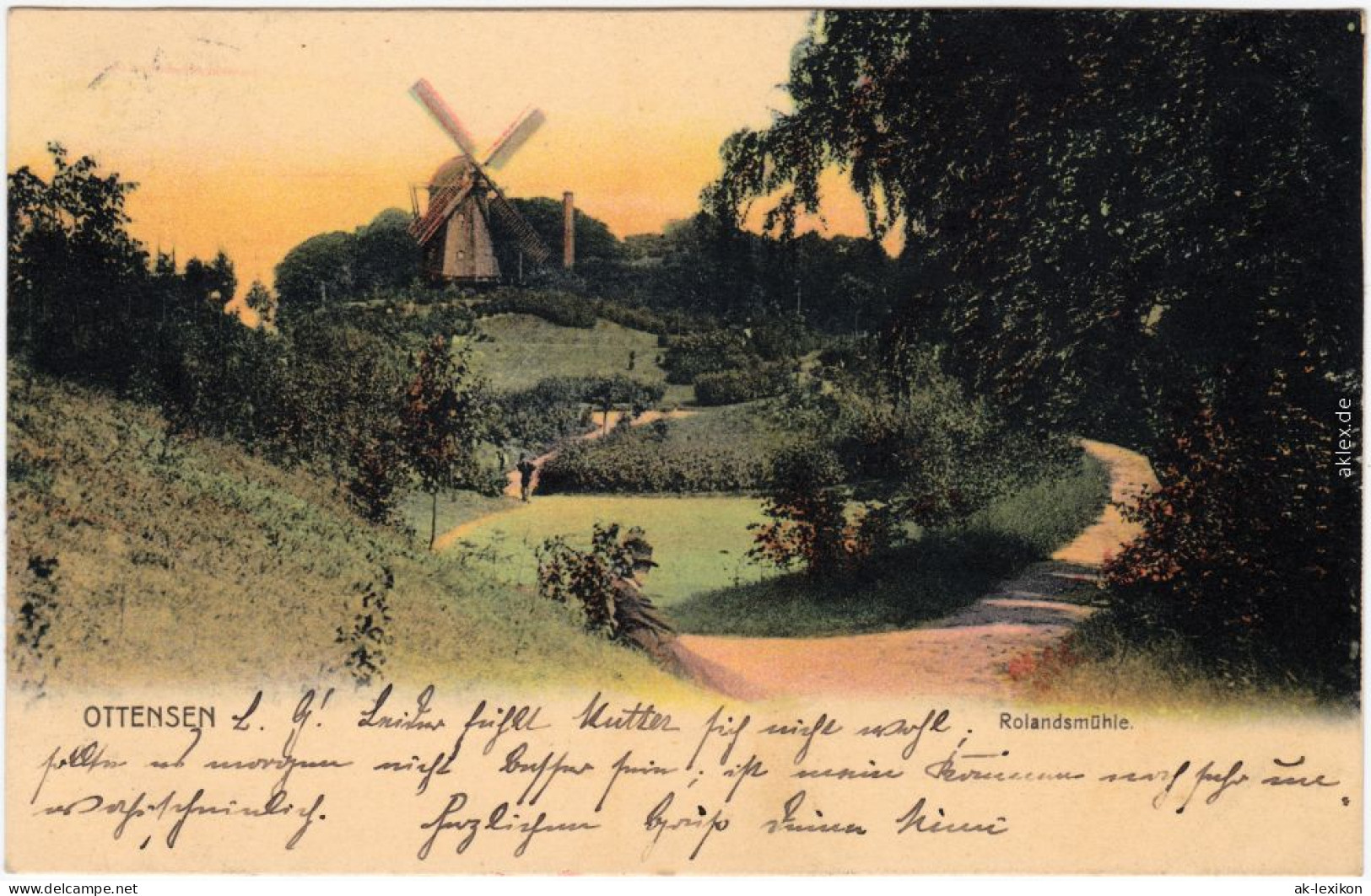 Ansichtskarte Ottensen-Hamburg Windmühle 1904  - Altona
