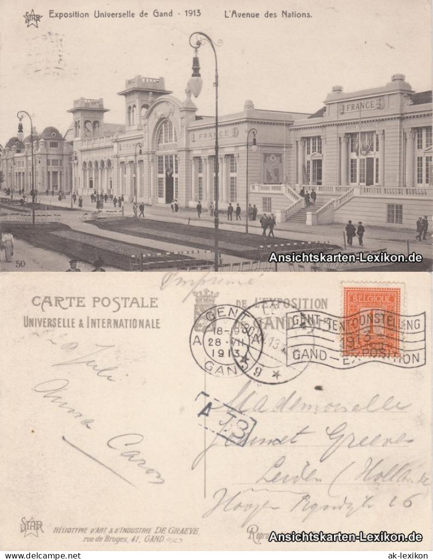 Gent Ghent (Gand) L`Avenue Des Nations - Exposition Universelle 1913  - Autres & Non Classés