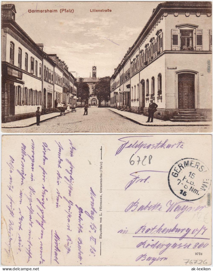 Ansichtskarte Germersheim Lilienstraße 1915  - Germersheim