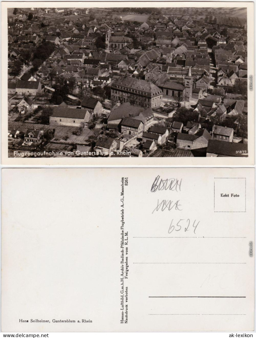 Guntersblum Rhein-Selz Luftbild 1932 - Autres & Non Classés