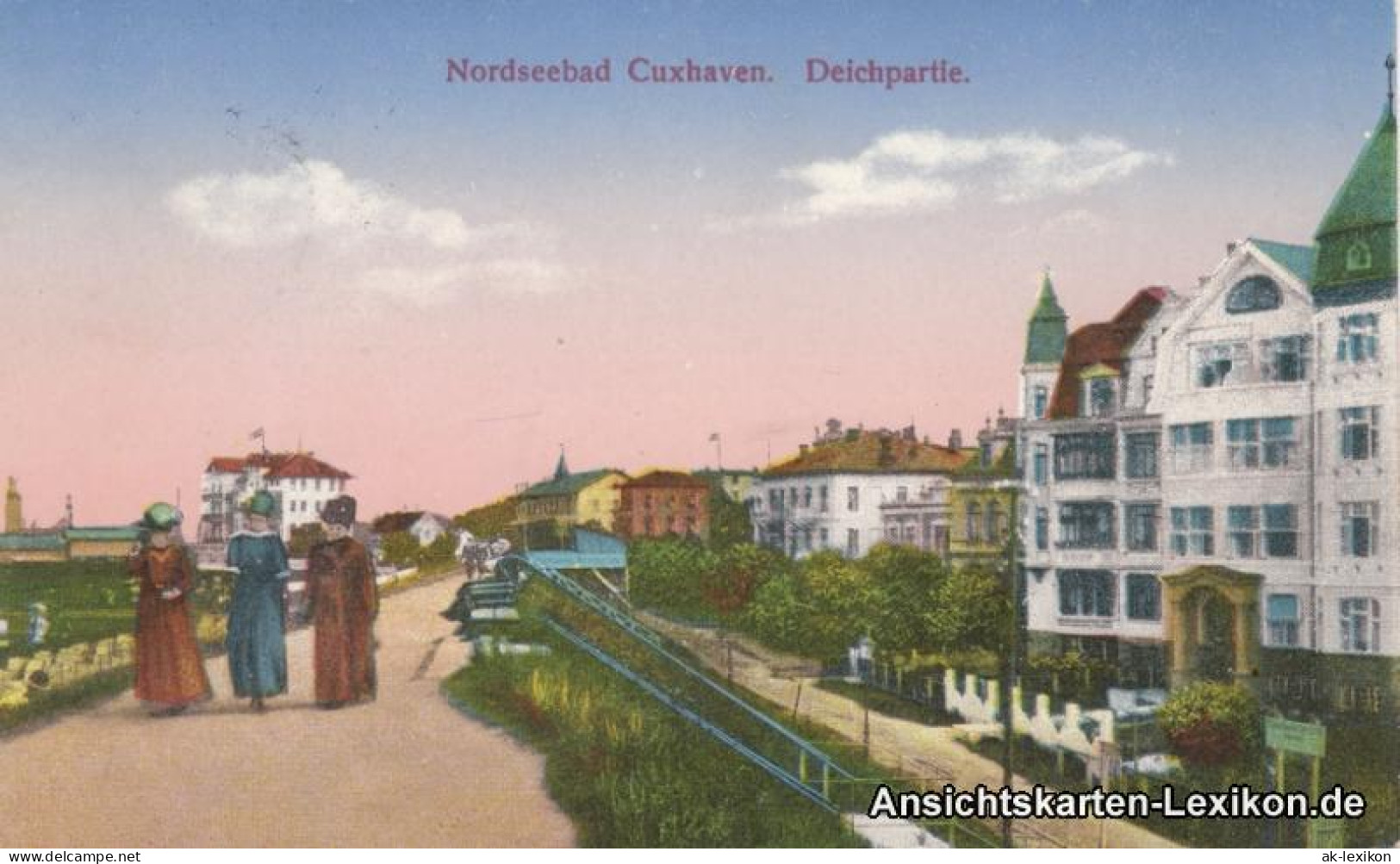 Ansichtskarte Cuxhaven Deichpartie 1915  - Cuxhaven