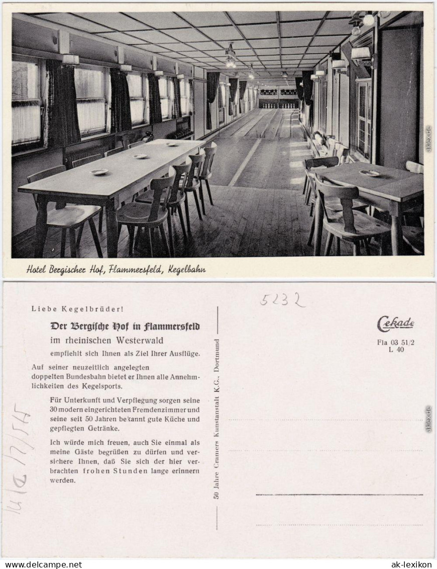 Ansichtskarte Flammersfeld Hotel Bergischer Hof, Kegelbahn 1965  - Autres & Non Classés