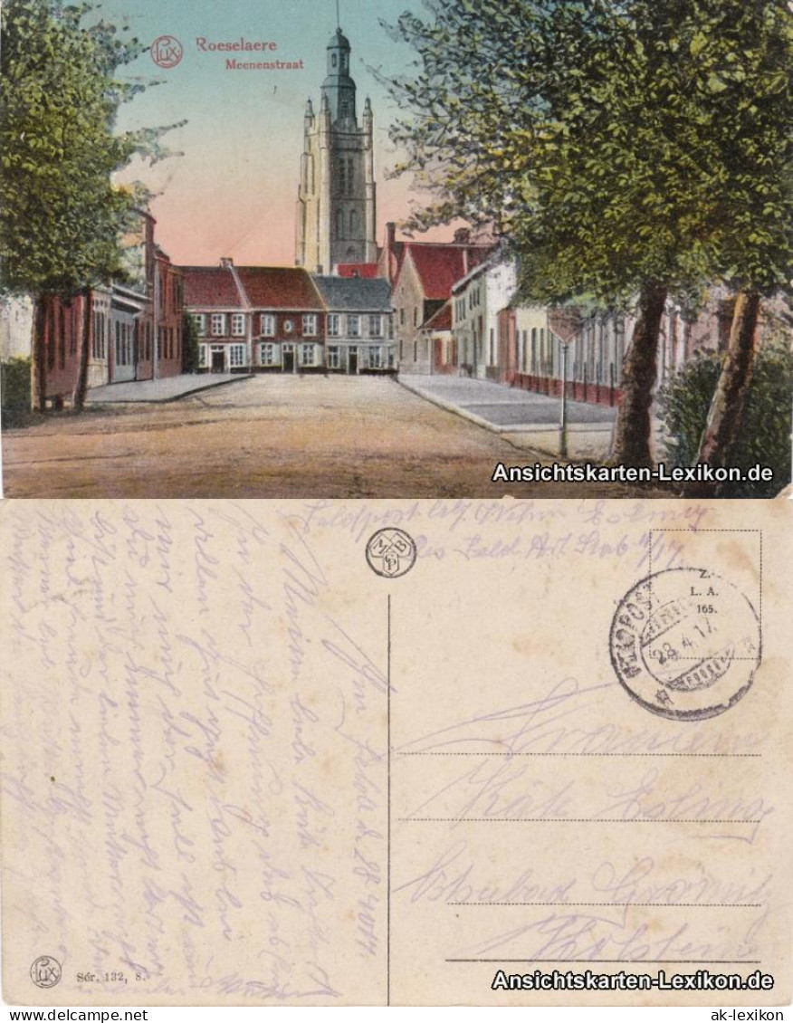 Postkaart Roeselare Roulers Meenenstraat (Meenener Straße) 1917  - Autres & Non Classés