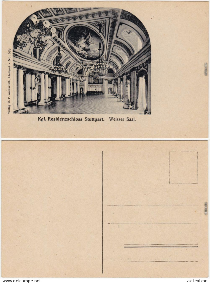 Ansichtskarte Stuttgart Residenzschloß - Weißer Saal 1922  - Stuttgart