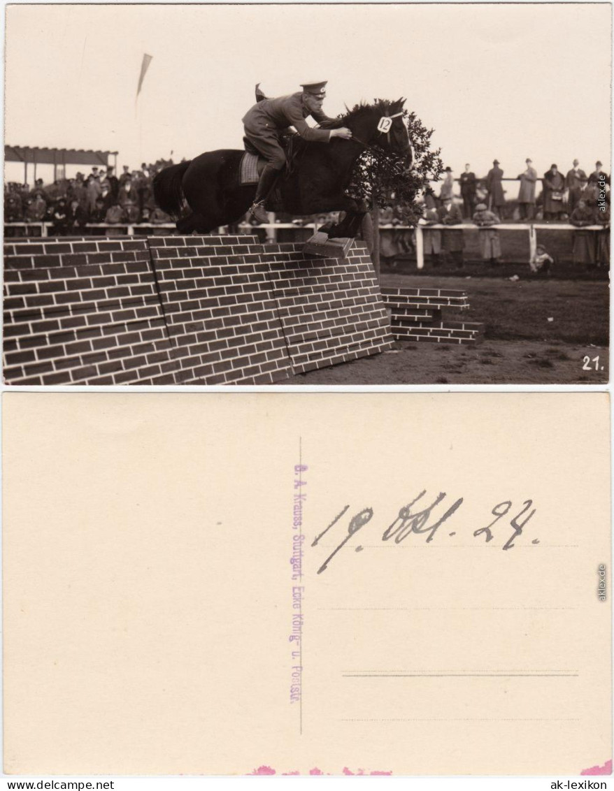 Ansichtskarte  Springreiter - Sprung über Mauer, Turnier 1924 - Hippisme