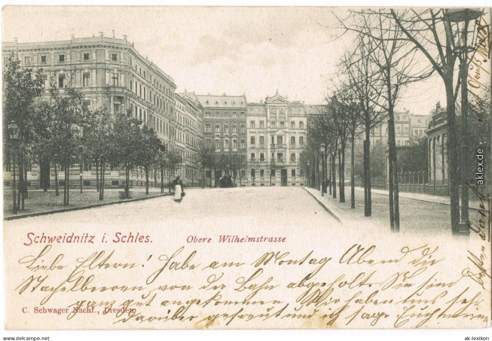 Postcard Schweidnitz Świdnica Obere Wilhelmstraße 1902  - Schlesien