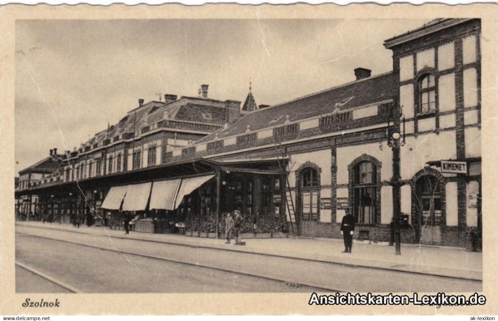 Postcard Sollnock Szolnok Bahnhof - Bahnsteig (Pályaudvar) 1941 - Hungary