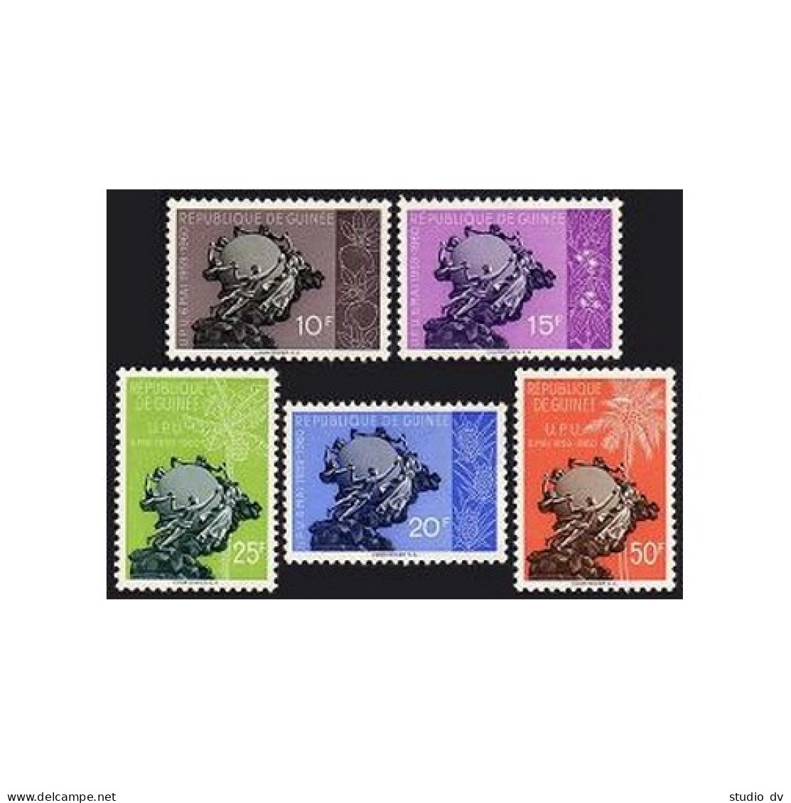 Guinea 196-200,lightly Hinged.Michel 44-48. Admission To UPU,1st Ann.1960.Fruit. - Guinea (1958-...)
