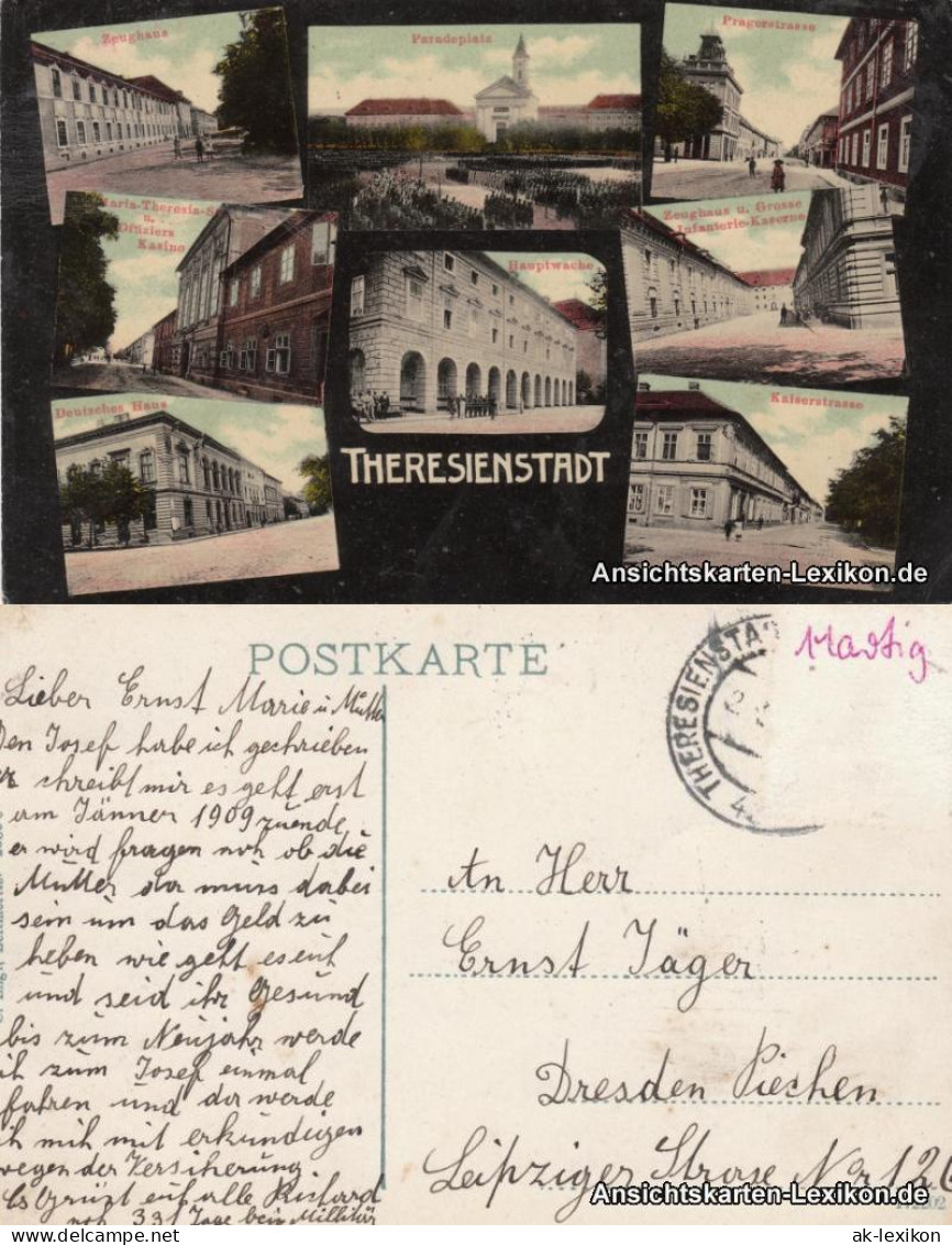 Theresienstadt Terezín: Zeughaus Paradeplatz Offiziers-Kasino  Hauptwache 1909 - Tchéquie