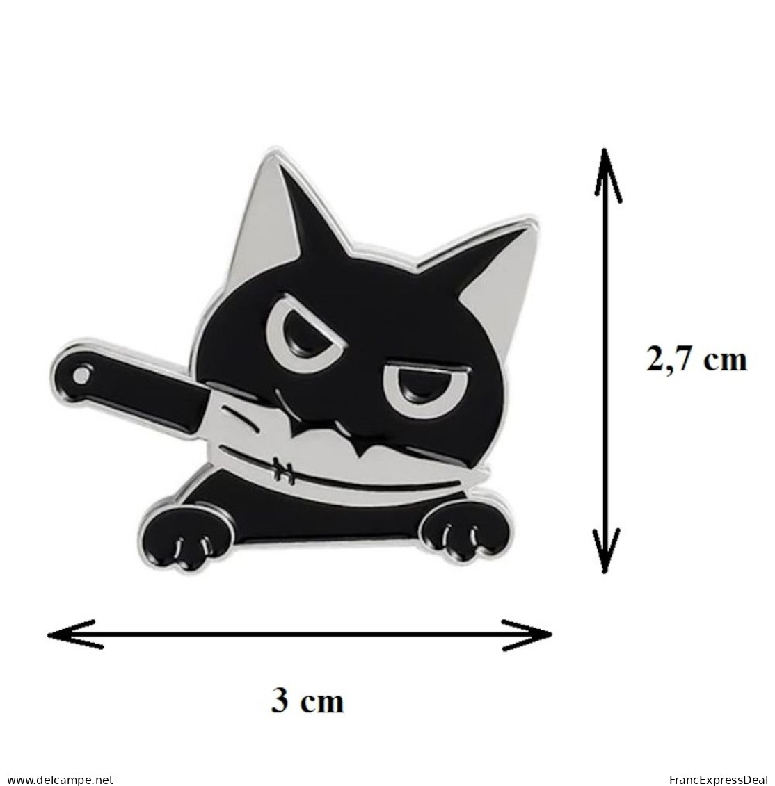 Pin's NEUF En Métal Pins - Chat Noir Avec Un Couteau Killer Cat (Réf 2) - Animaux
