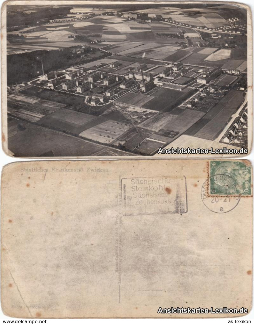 Ansichtskarte Zwickau Staatliches Krankenstift - Luftbild 1937  - Zwickau
