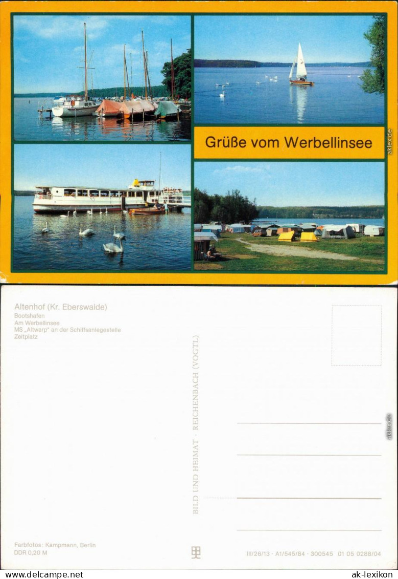 Schorfheide Bootshafen, Am Werbellinsee, MS "Altwarp"   Zeltplatz 1984 - Sonstige & Ohne Zuordnung