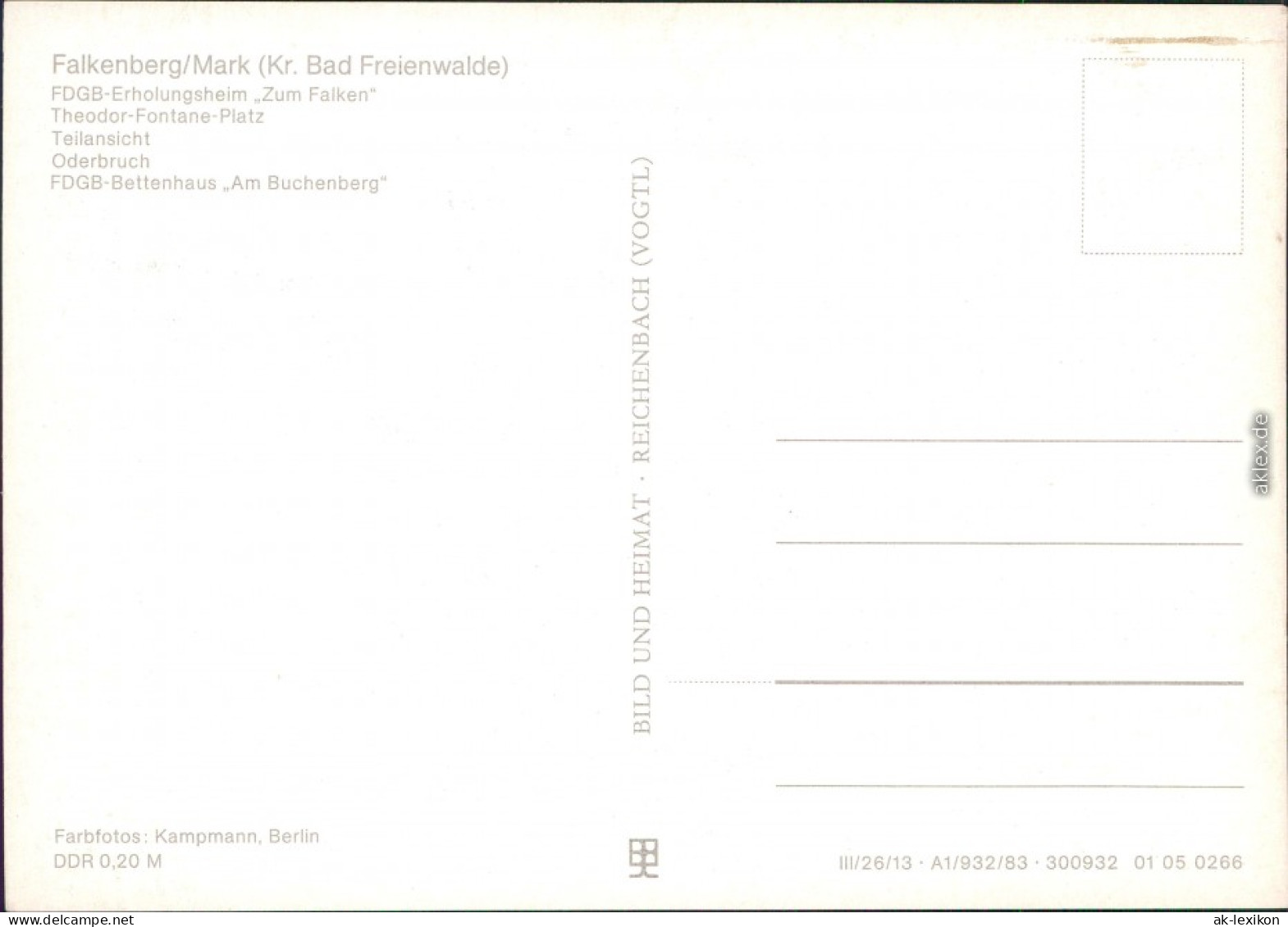 Falkenberg/Mark FDGB-Erholungsheim/Bettenhaus, Th-Fontane-Platz, Oderbruch 1983 - Falkenberg (Mark)