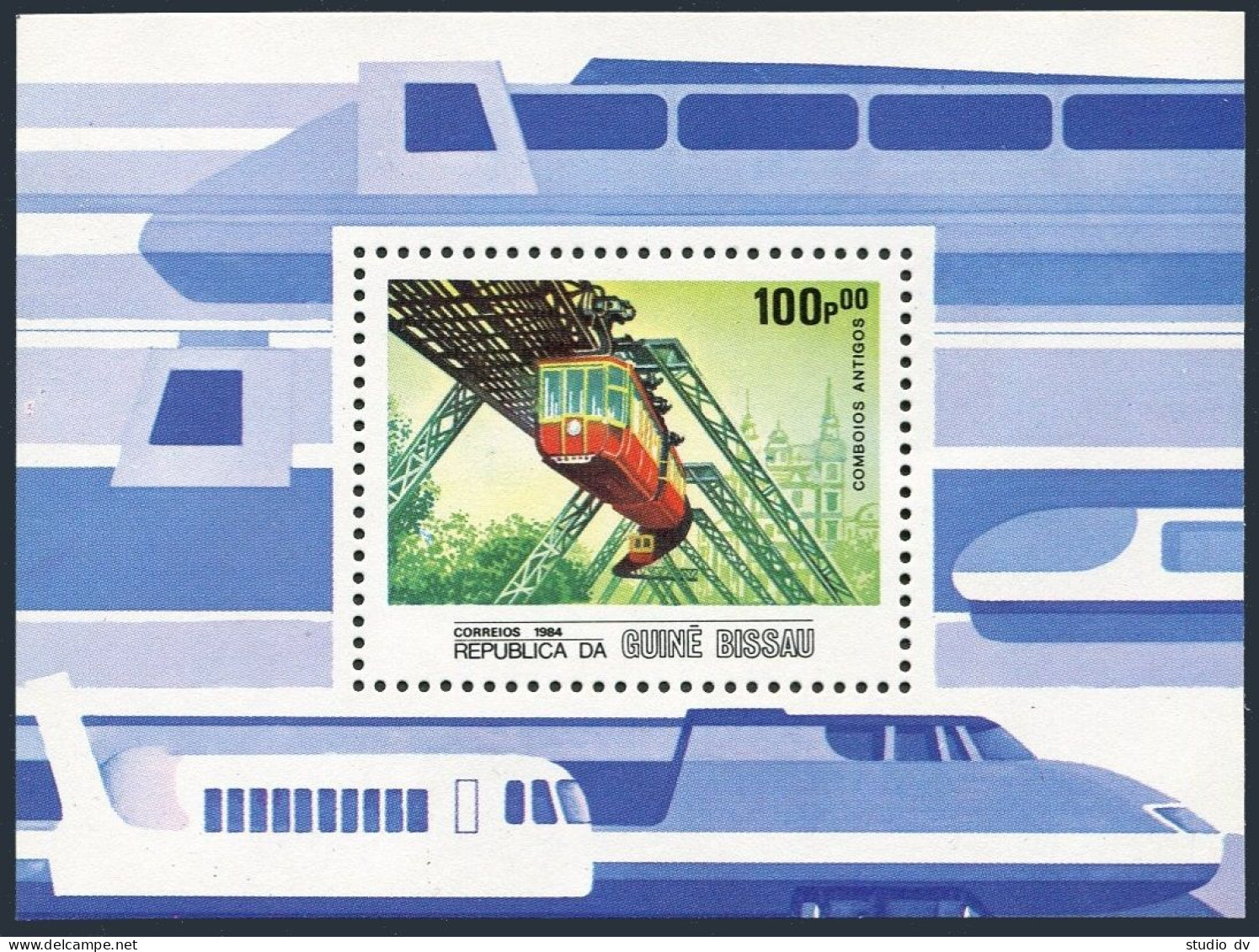 Guinea Bissau 619-625,625A, MNH. Michel 826-833, Bl.262. Locomotives 1984. - Guinea (1958-...)