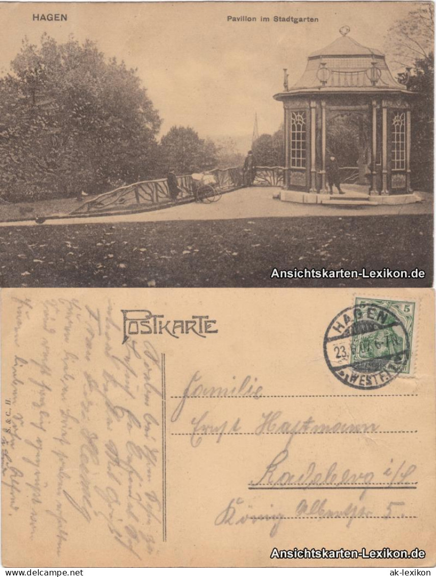 Ansichtskarte Hagen (Westfalen) Pavillion Stadtgarten 1907  - Hagen