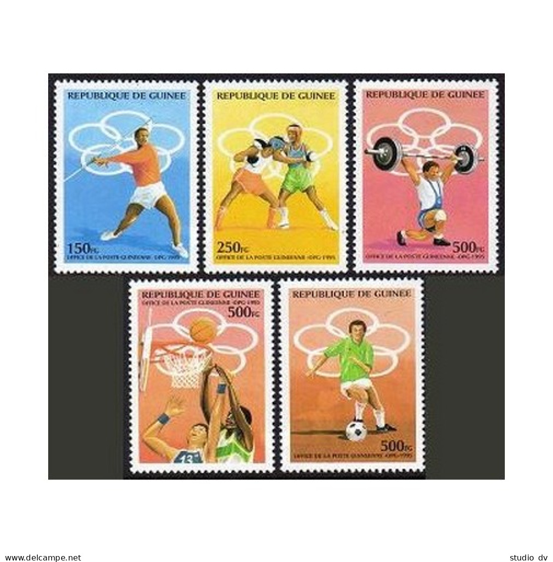 Guinea 1274-1278,1279,MNH.Olympics Atlanta-1996.Javelin,Boxing,Basketball,Soccer - Guinea (1958-...)