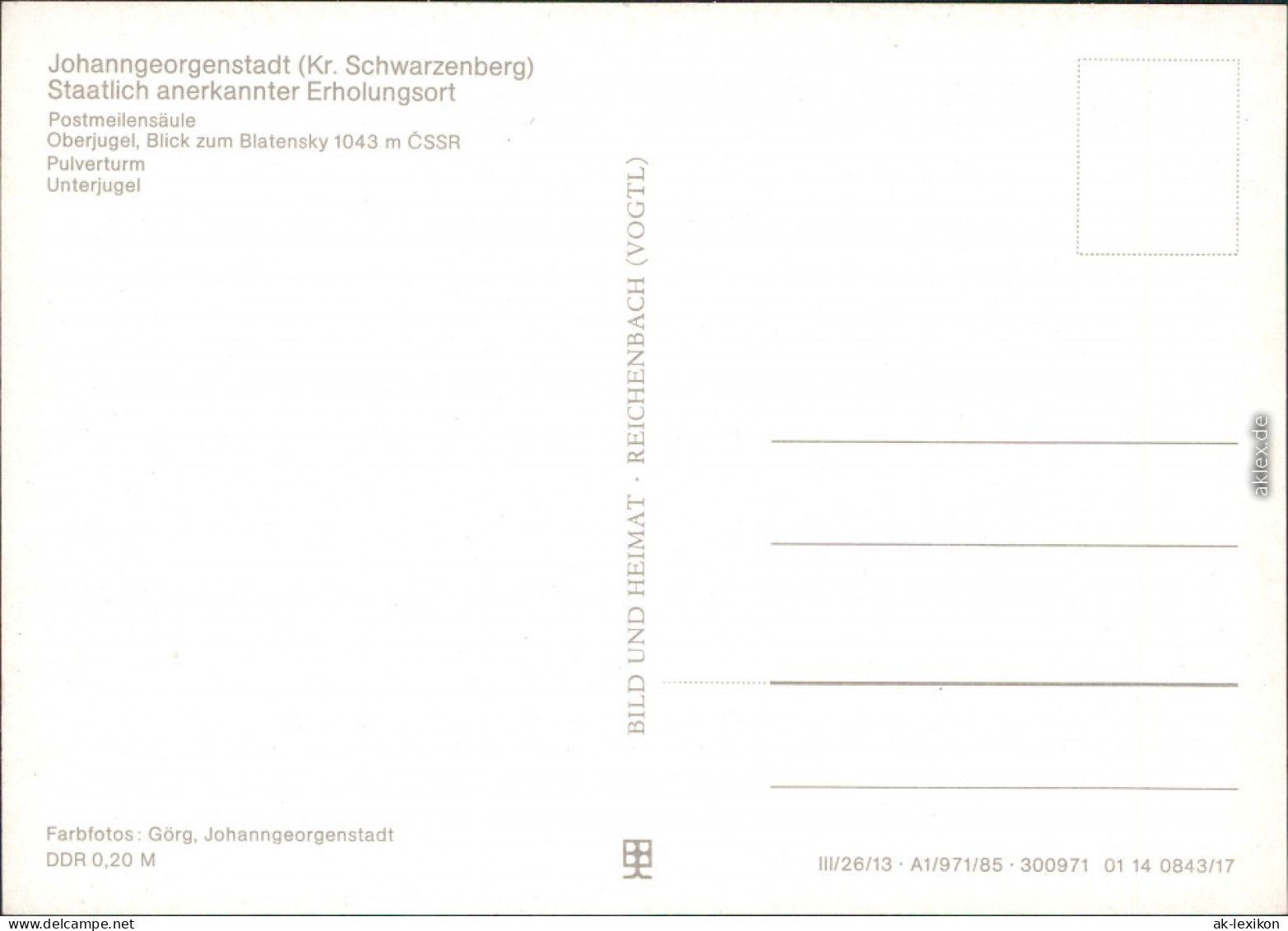Johanngeorgenstadt Postmeilensäulen, Oberjugel - Blick Zum Blatensky  1985 - Johanngeorgenstadt