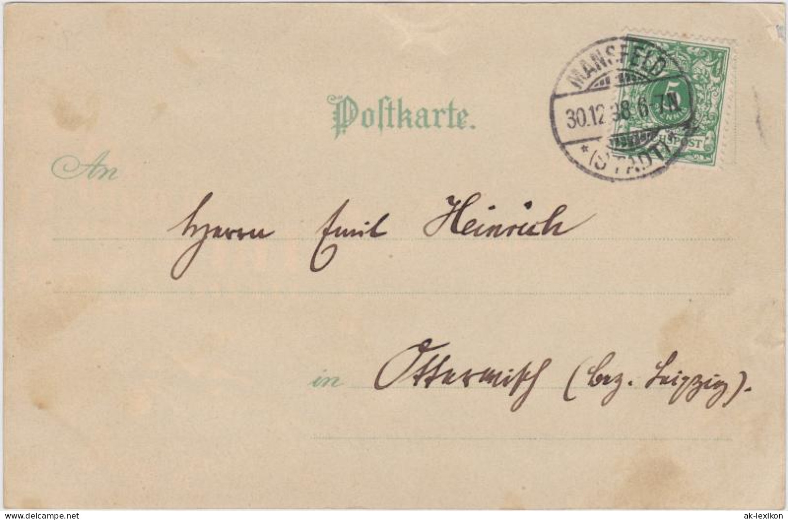 Ansichtskarte  Herzlichen Glückwunsch Zum Neuen Jahre. 1898  - A Identifier