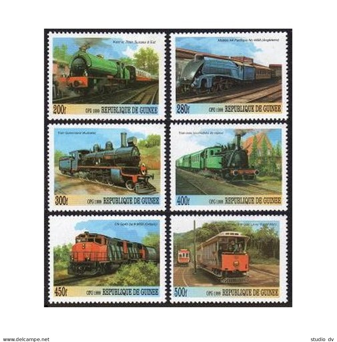 Guinea 1999 Year,6 Stamps,souv.sheet,MNH. Trains. - Guinea (1958-...)