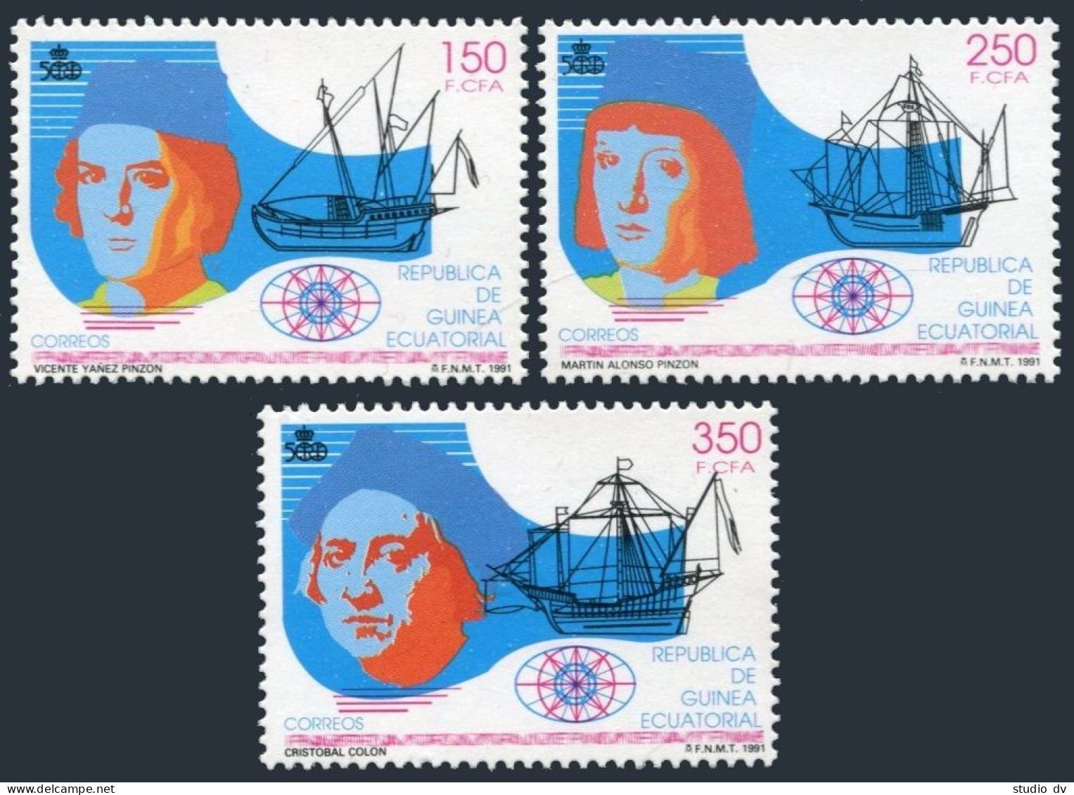 Equatorial Guinea 163-165,MNH.Michel 1738-1740. 1991 Columbus-500,Fleet.1991. - Guinée (1958-...)