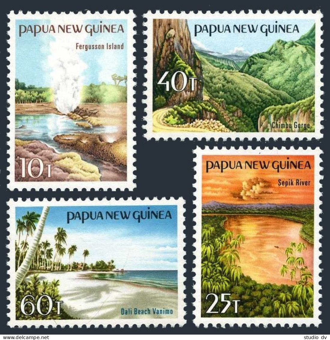 Papua New Guinea 610-613, MNH. Michel 487-490. Landscapes 1985. Ferguson Island, - Guinea (1958-...)