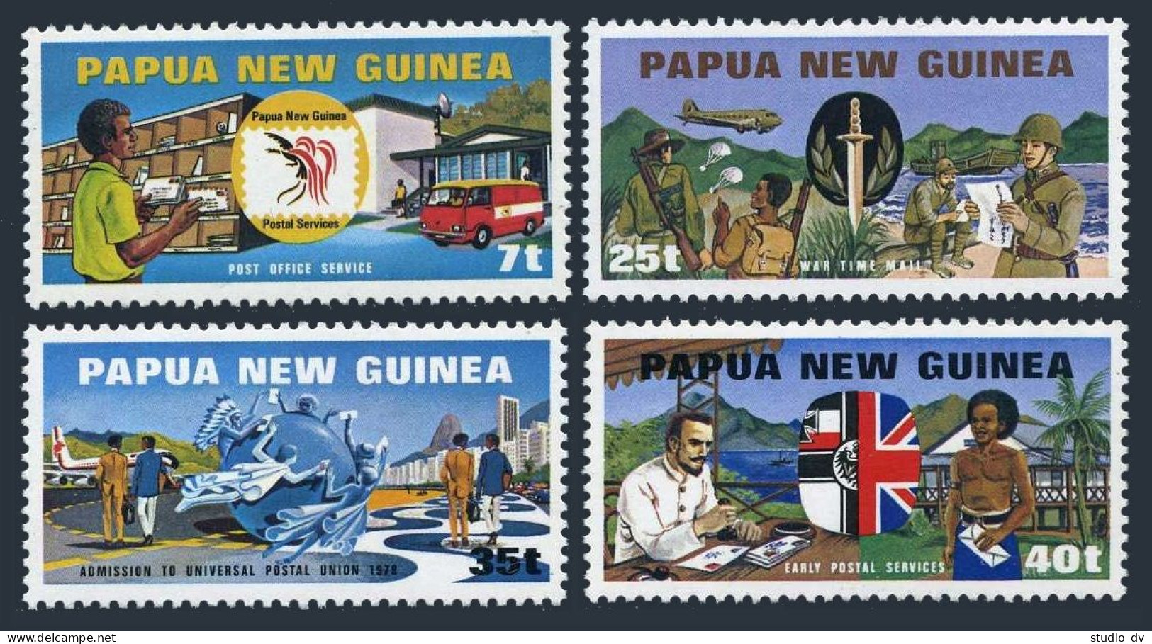 Papua New Guinea 512-515, MNH. Michel 381-384. UPU Memberships, 1980. Bird,Flag. - Guinée (1958-...)