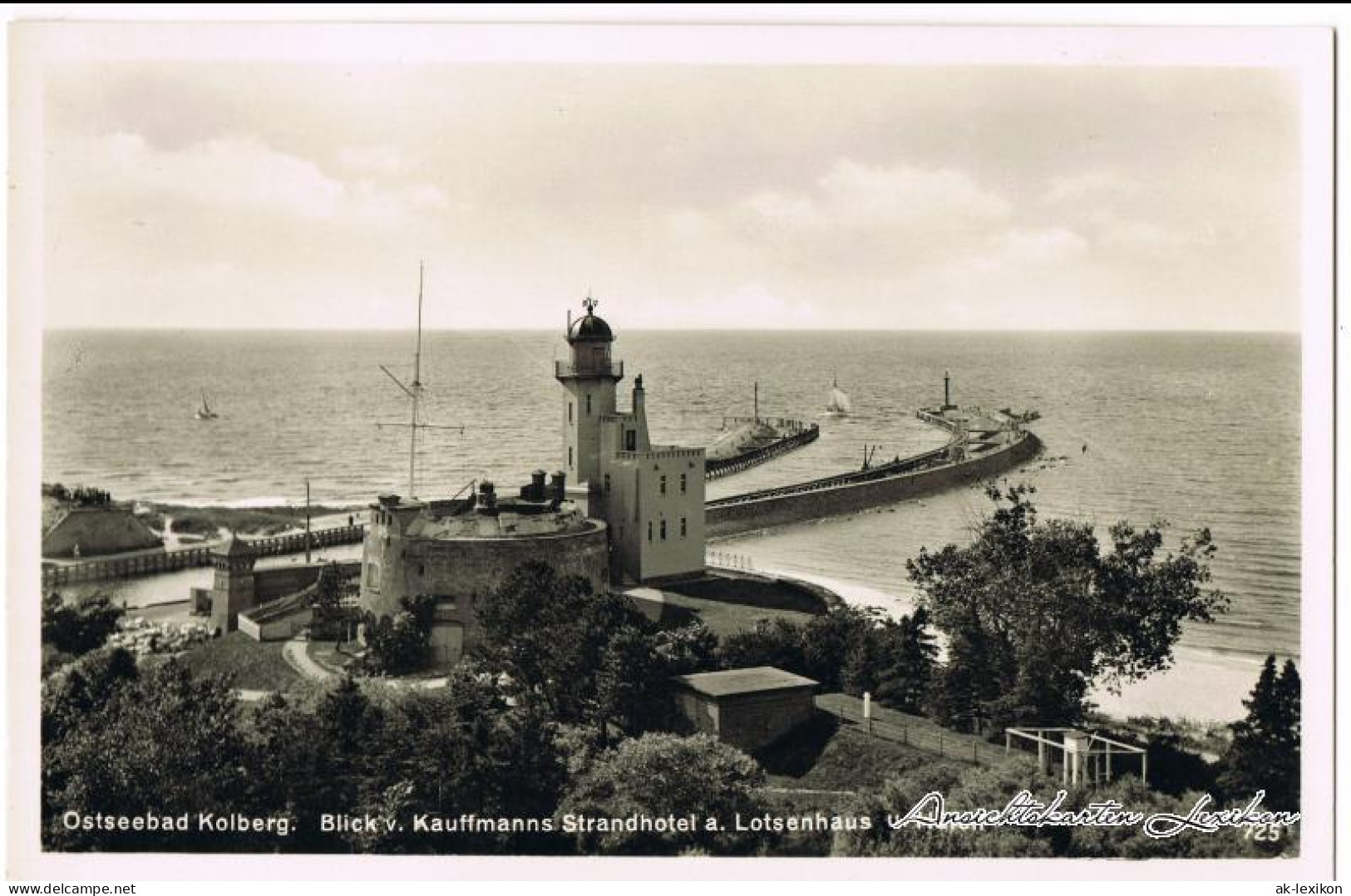 Postcard Kolberg Kołobrzeg Blick Auf Lotsenhaus Und Mole 1930  - Pommern