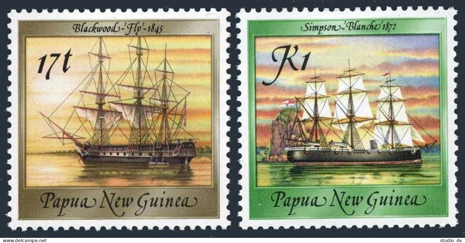 Papua New Guinea 667,675 Set 3,MNH.Michel 565-566. Sailing Ships,03.01.1988. - Guinea (1958-...)