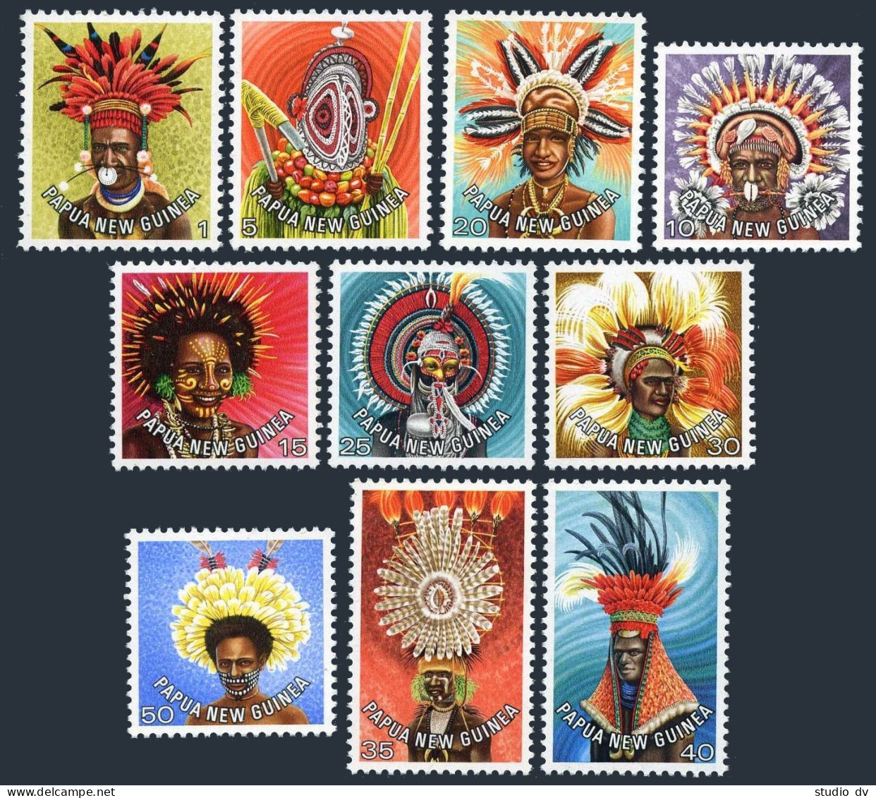 Papua New Guinea 446-455, MNH. Michel 341-348. Headdresses 1978. - Guinée (1958-...)