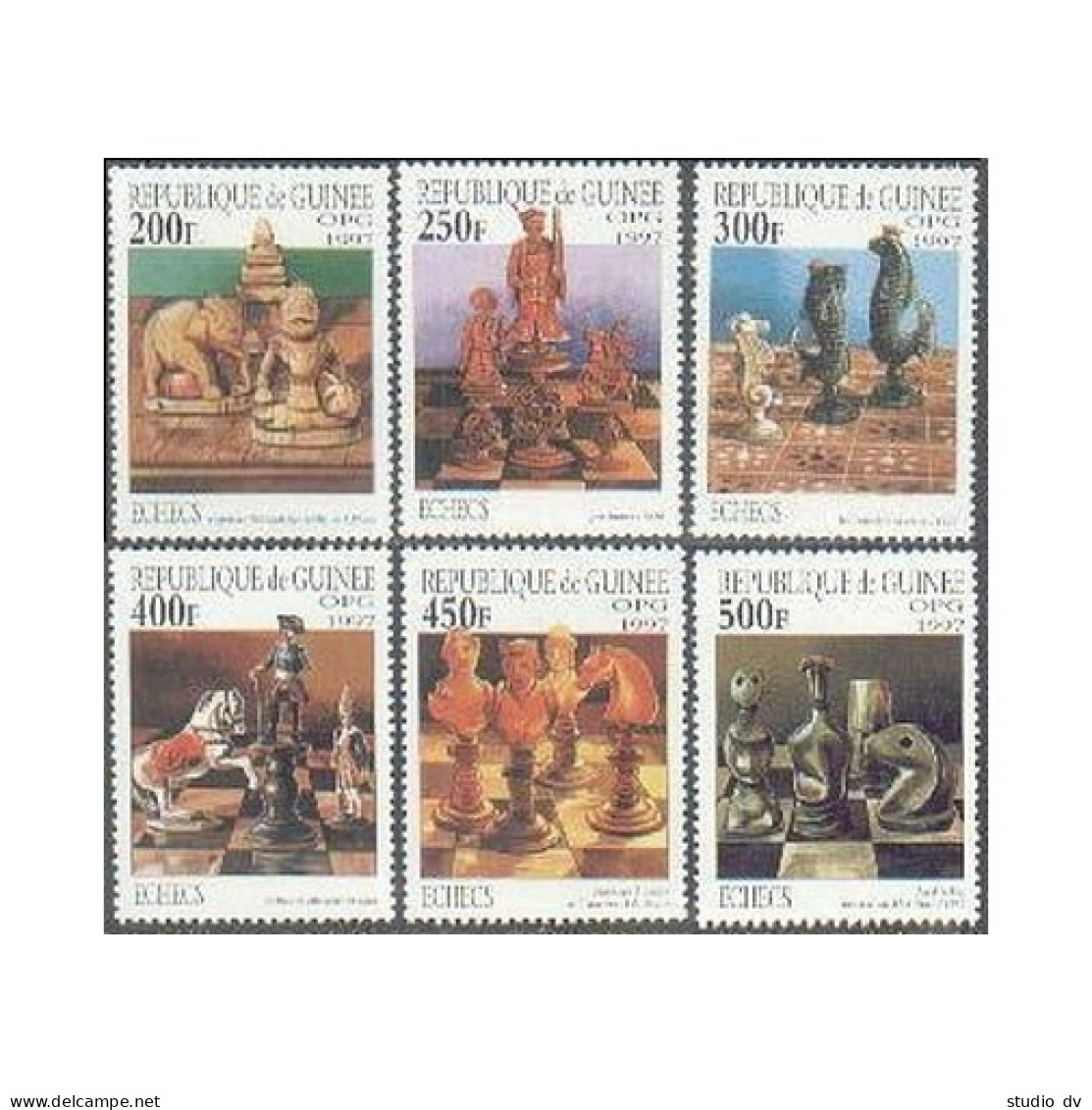 Guinea 1409A-1409F, 1409G, MNH. Chess Pieces, 1997. - Guinée (1958-...)