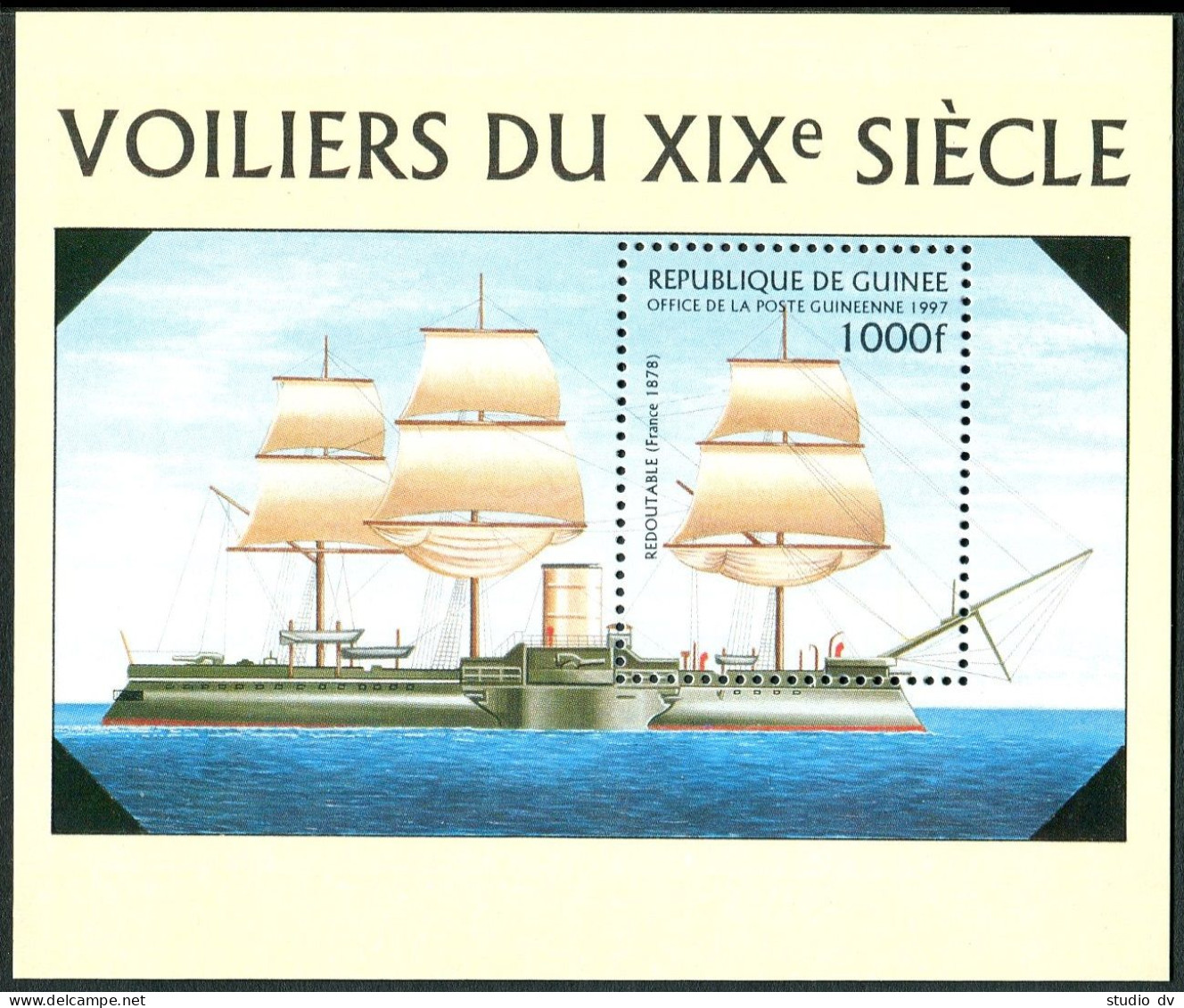 Guinea 1396-1401, 1402 Shet,MNH. 19th Century Warships. 1997. - Guinea (1958-...)