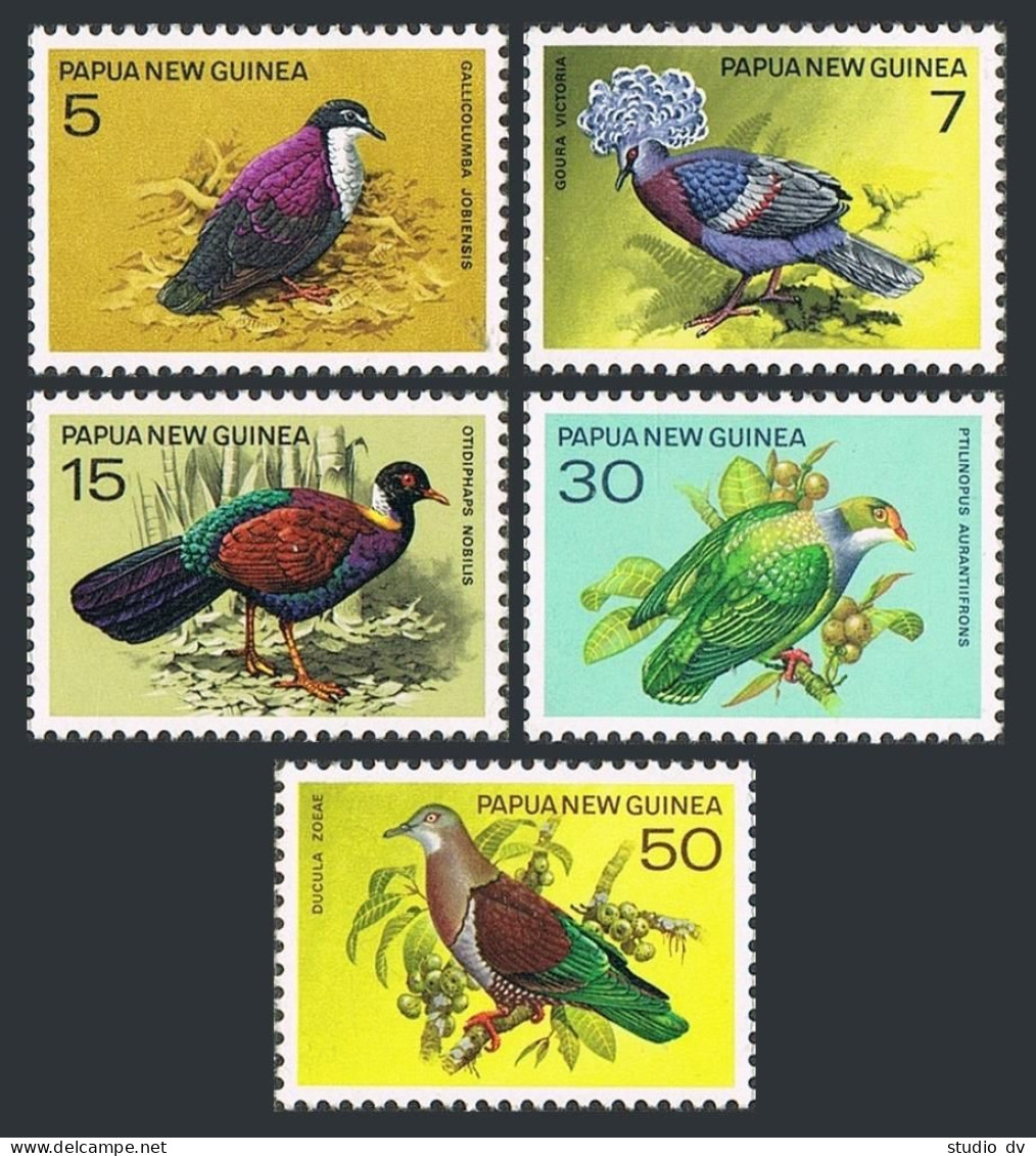Papua New Guinea 465-469, MNH. Michel 324-328. 1977. Doves And Pigeons. - Guinea (1958-...)