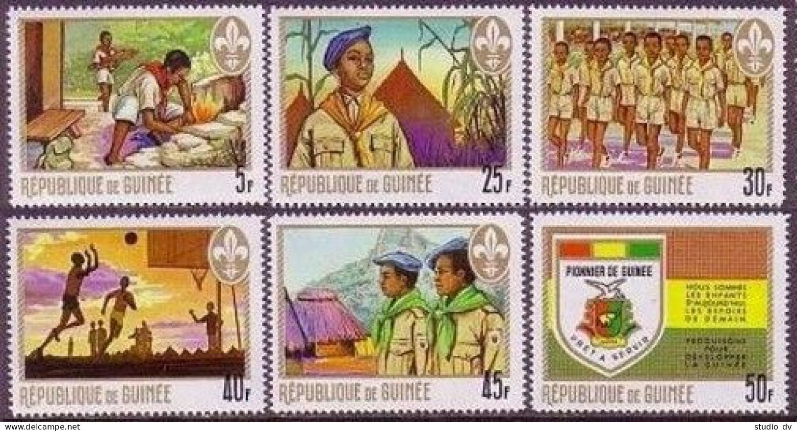 Guinea 535-540,540a, MNH. Mi 536-541, Bl.32. Scouts Of Guinea, 1969. Basketball. - Guinea (1958-...)
