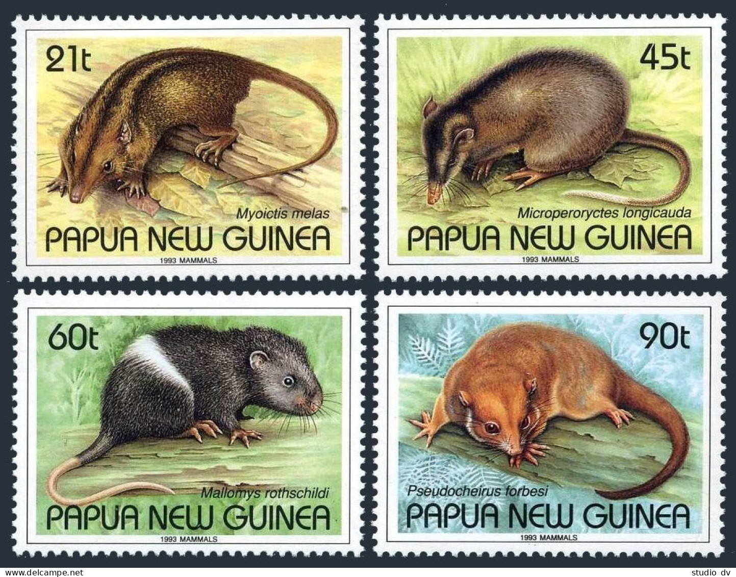 Papua New Guinea 798-801, MNH. Michel 677-680. Mammals 1993. Myoictis Melas,  - Guinée (1958-...)