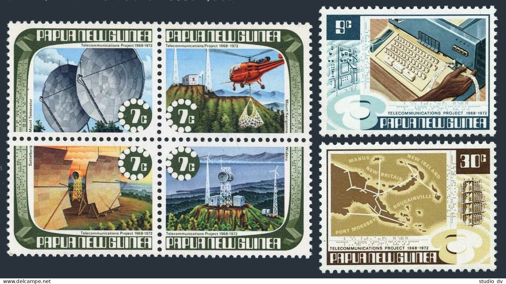 Papua New Guinea 359-364, MNH. Mi 234-239. Relay Station, Map, Helicopter, 1973. - República De Guinea (1958-...)