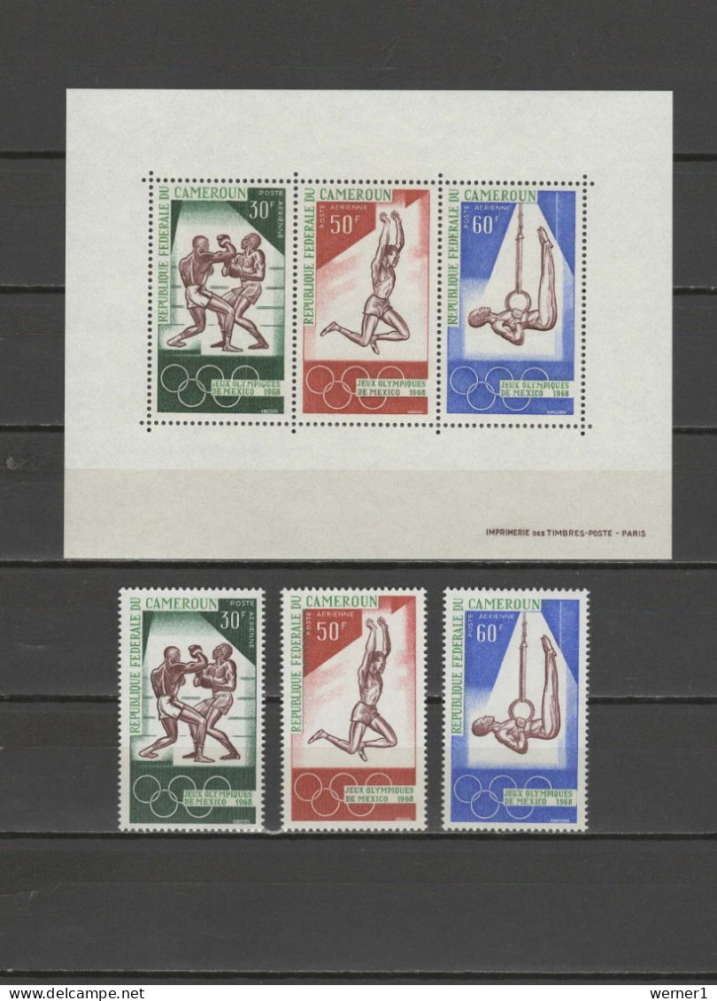 Cameroon - Cameroun 1968 Olympic Games Mexico, Boxing, Athletics Set Of 3 + S/s MNH - Summer 1968: Mexico City