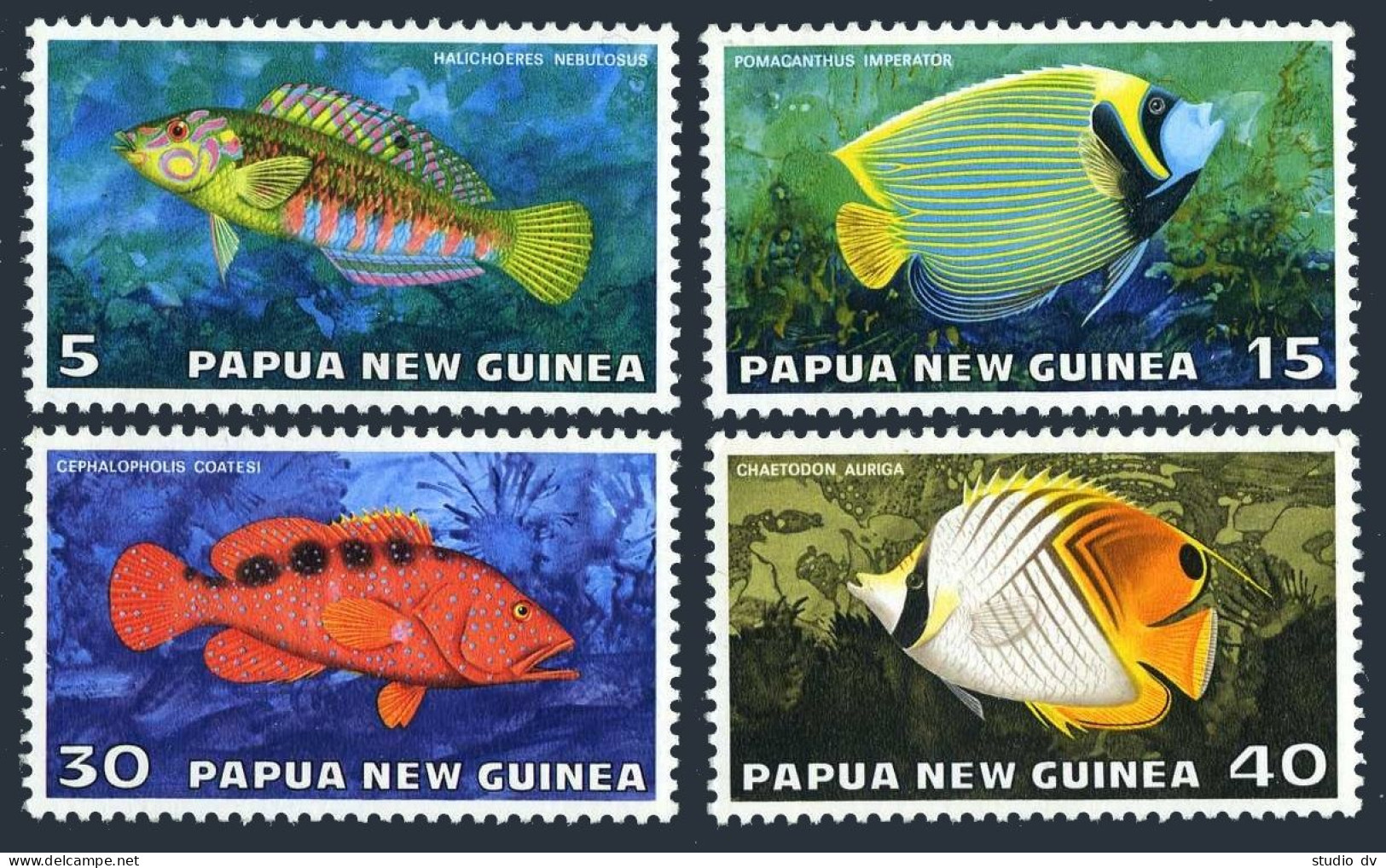 Papua New Guinea 442-445, MNH. Michel 315-318. Tropical Fish 1976. - Guinea (1958-...)