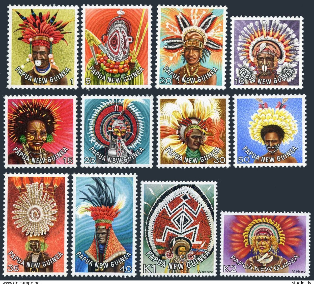 Papua New Guinea 446-457, MNH. Michel 341-350. Headdresses 1977-1978. - Guinée (1958-...)