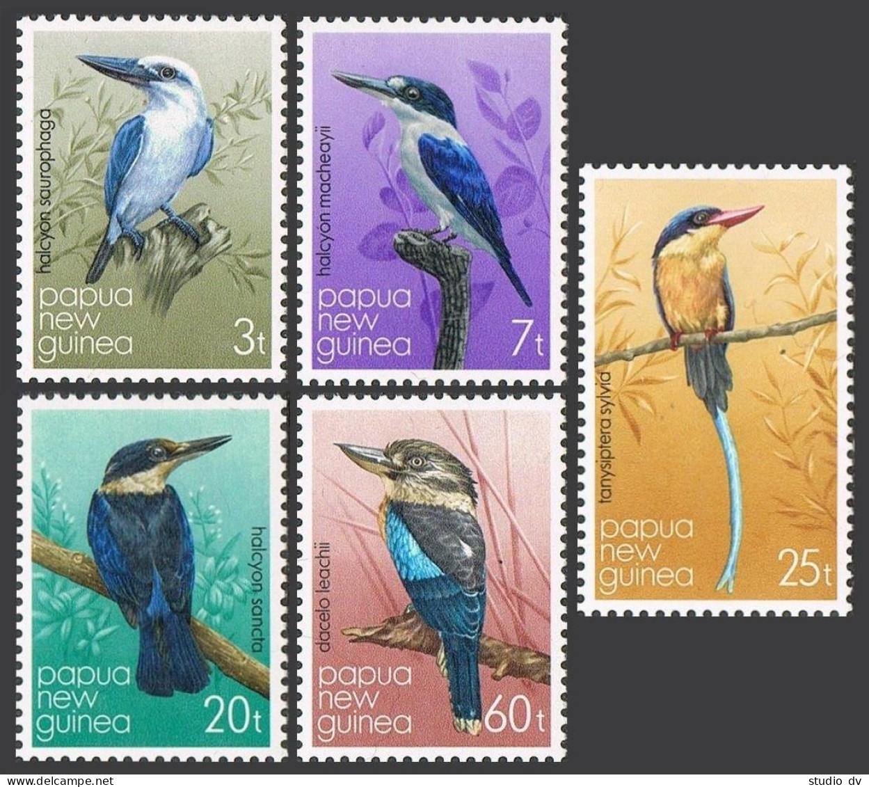 Papua New Guinea 529-533, MNH. Mi 402-406. Birds 1981. Kingfishers, Kookaburra. - Guinea (1958-...)