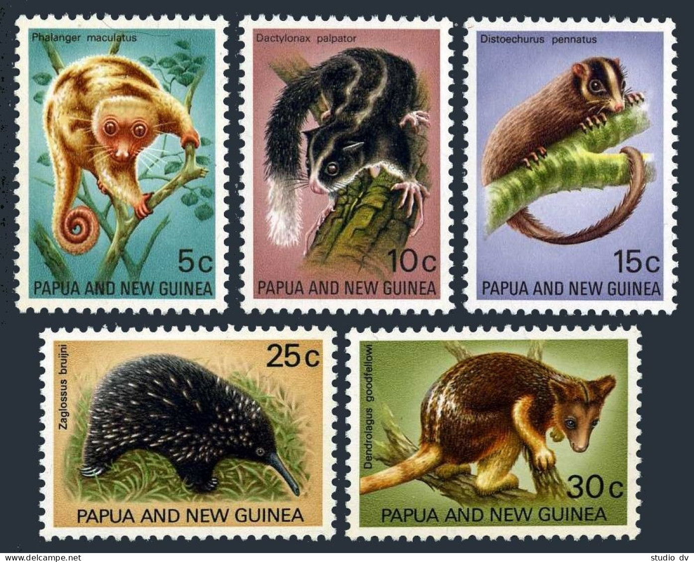 Papua New Guinea 323-327, MNH. Mi 197-201. Fauna 1971. Cuscus, Possums, Kangaroo - Guinea (1958-...)