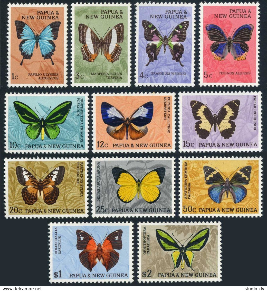 Papua New Guinea 209-220, MNH. Mi 83-94. Butterflies 1966. Blue Emperor, Terinos - Guinea (1958-...)