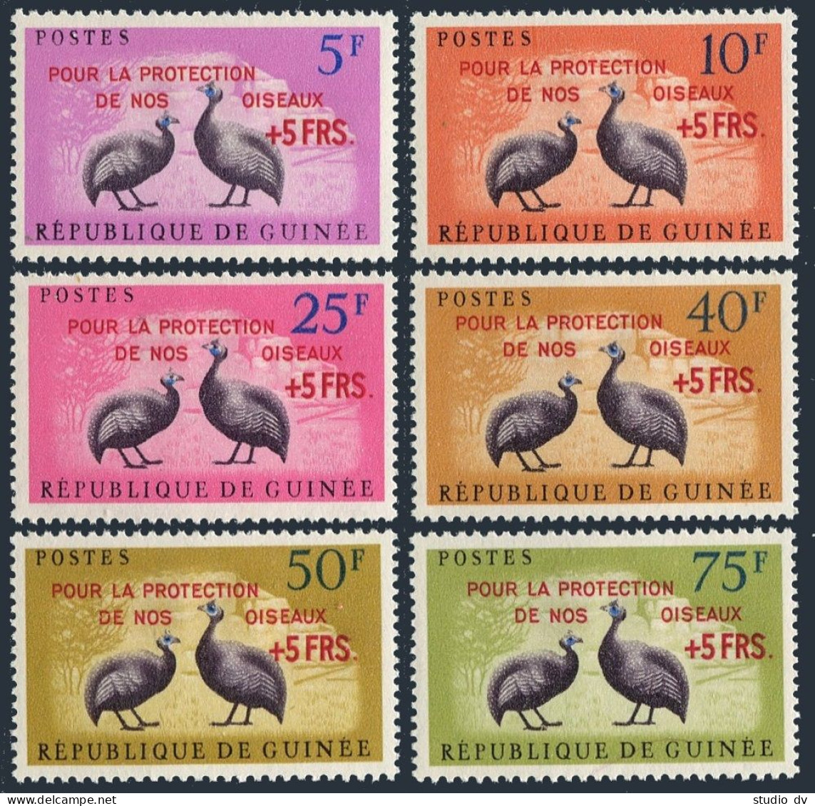 Guinea B30-B35,MNH.Michel 107-112. Protection Of Nature,Guinea Fowl,1961. - Guinea (1958-...)